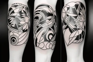Minimal tattoo with future Japanese style on leg tattoo idea