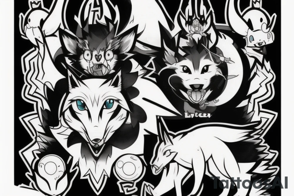 Fülle sleve with pokemon, rap music and a Wolf tattoo idea