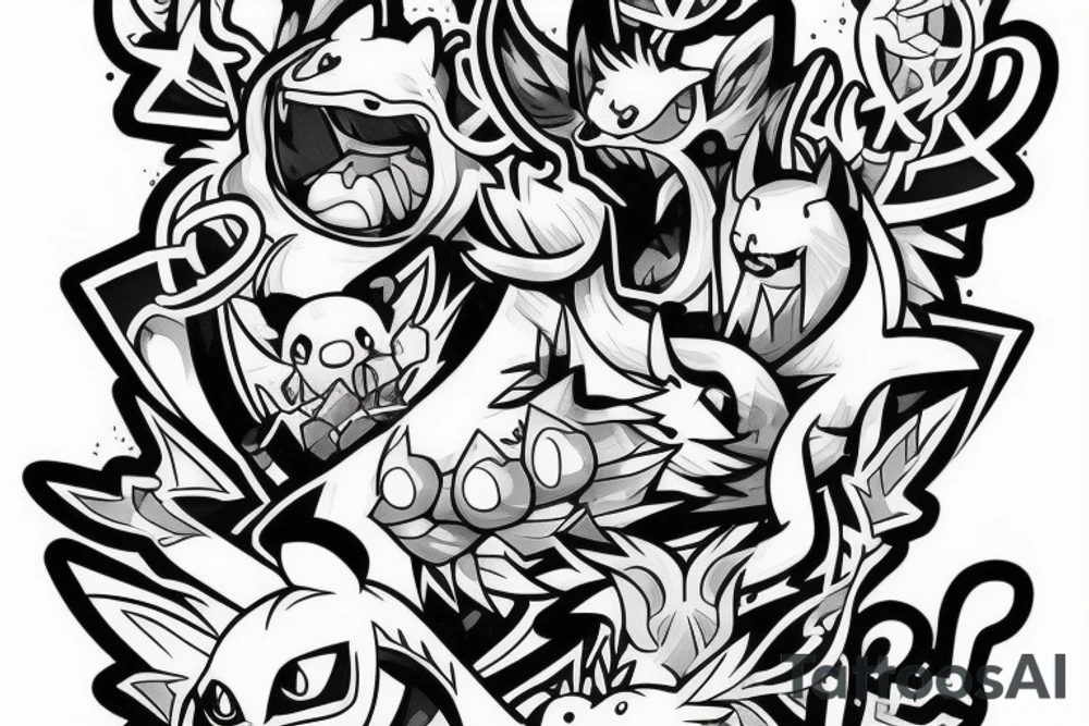 Fülle sleve with pokemon, rap music and a Wolf tattoo idea