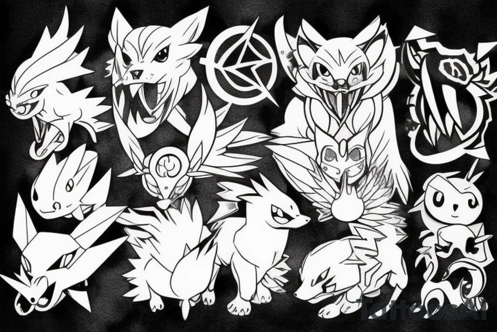 Fülle sleve with pokemon, rap music and a Wolf tattoo idea