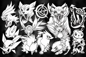 Fülle sleve with pokemon, rap music and a Wolf tattoo idea