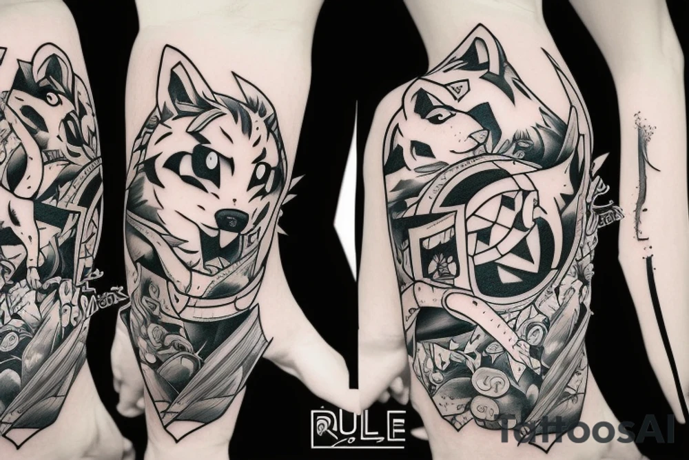 Fülle sleve with pokemon, rap music and a Wolf tattoo idea