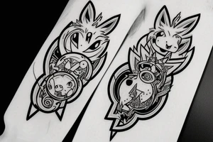 Sleve with pokemon, rap music and a Wolf tattoo idea