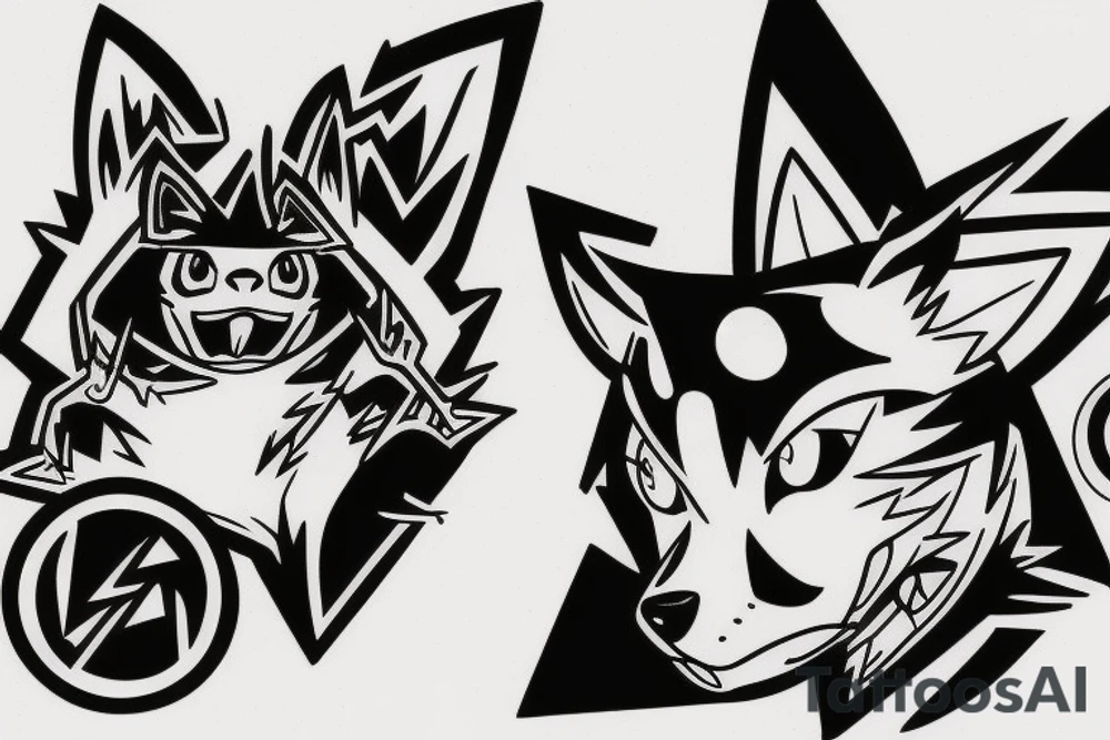 Sleve with pokemon, rap music and a Wolf tattoo idea