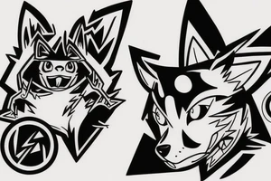 Sleve with pokemon, rap music and a Wolf tattoo idea