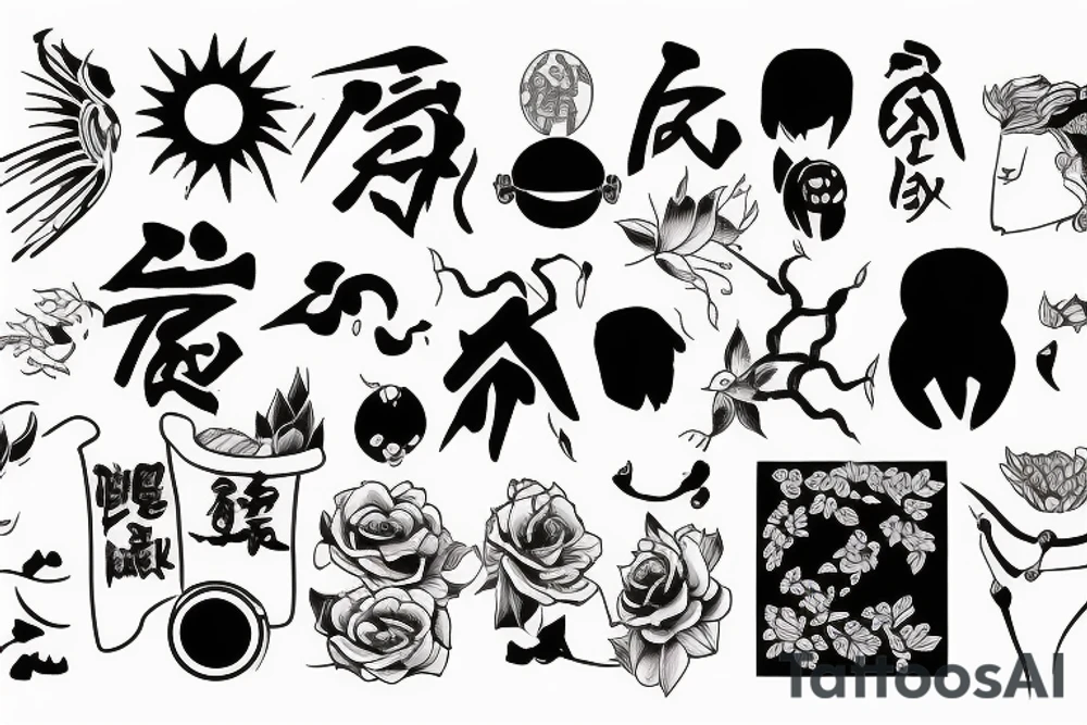 Minimal tattoo with future Japanese style and japanese culture tattoo idea