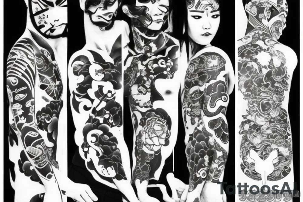 Minimalistic japanese culture with some gangster style tattoo idea