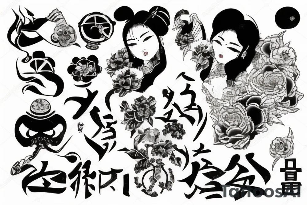 Japane style strategic AI tattoo idea