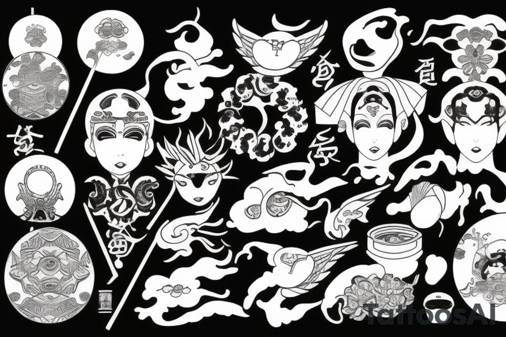 Japane style strategic AI tattoo idea