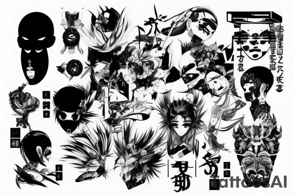 Japane cyberpunk minimal tattoo idea