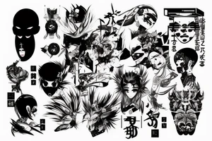 Japane cyberpunk minimal tattoo idea