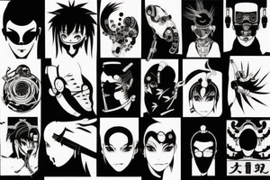 Japane cyberpunk minimal tattoo idea