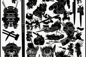 Japane cyberpunk minimal katana tattoo idea