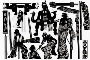 Japane cyberpunk minimal katana tattoo idea