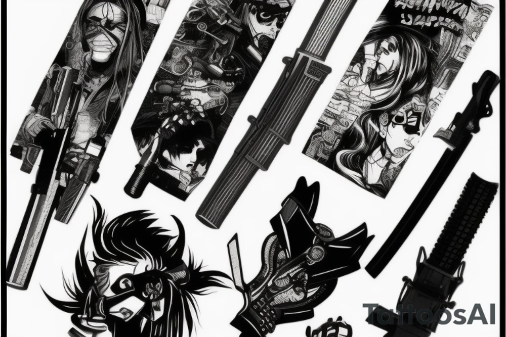 Cyberpunk katana slasher tattoo idea