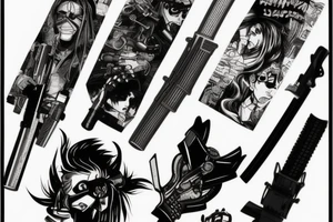Cyberpunk katana slasher tattoo idea