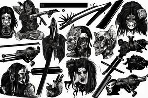 Cyberpunk katana slasher tattoo idea