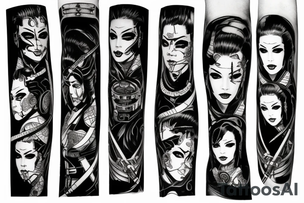 Cyberpunk katana ganger workline tattoo idea