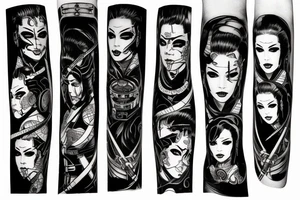 Cyberpunk katana ganger workline tattoo idea