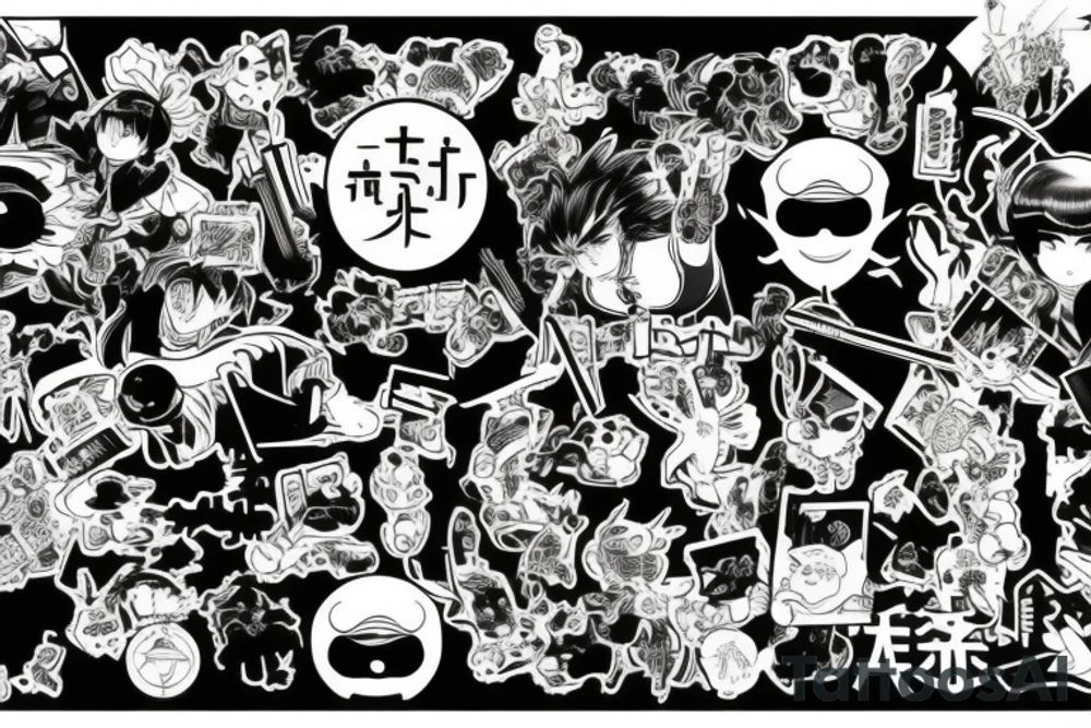Japan comics with computer tech and swag tattoo idea