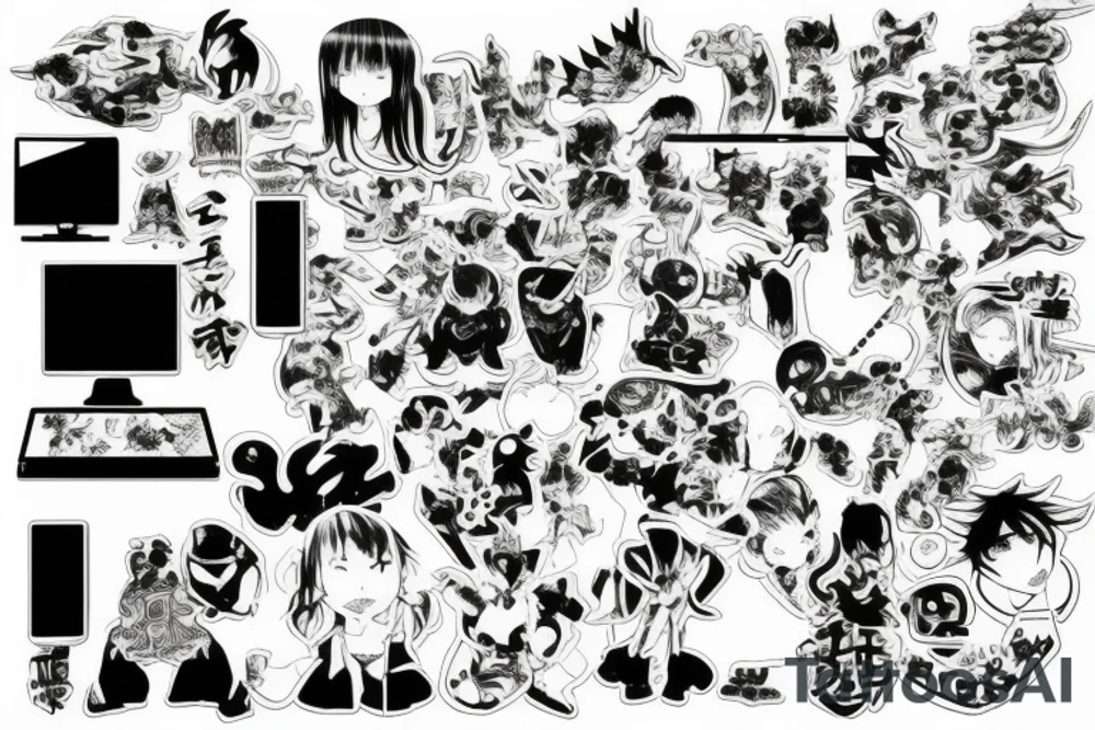 Japan comics with computer tech and swag tattoo idea