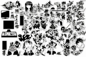 Japan comics with computer tech and swag tattoo idea