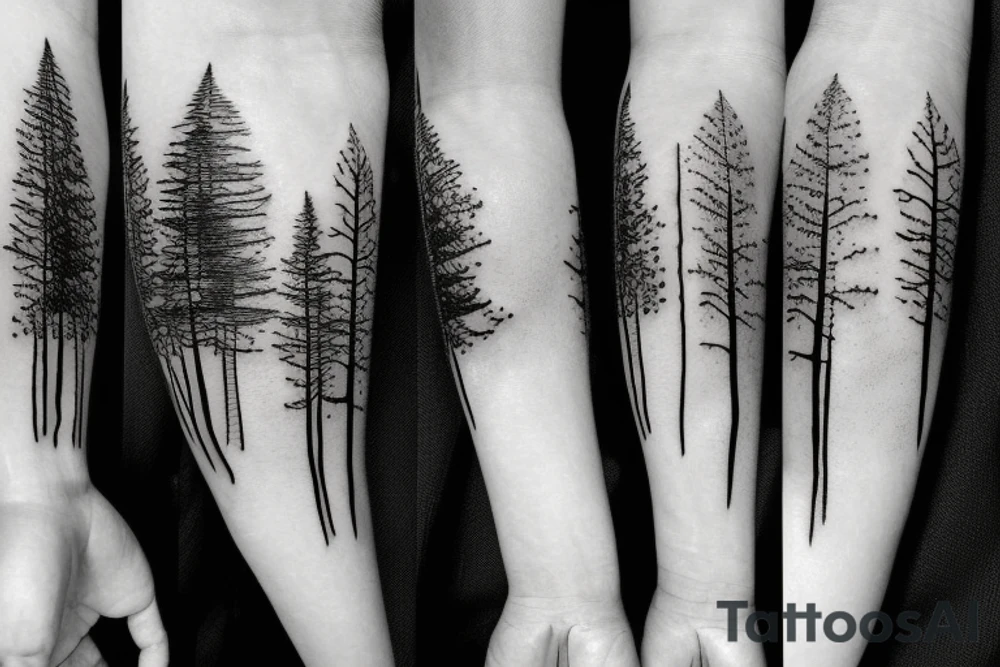 sunset in a forest tattoo idea
