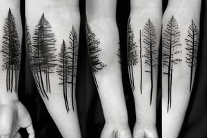 sunset in a forest tattoo idea