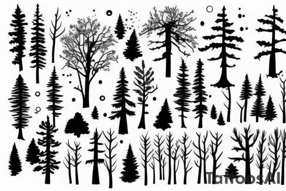 sunset in a forest tattoo idea