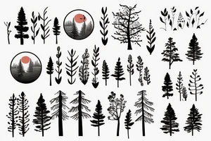 sunset in a forest tattoo idea