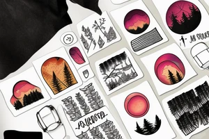 sunset in a forest tattoo idea