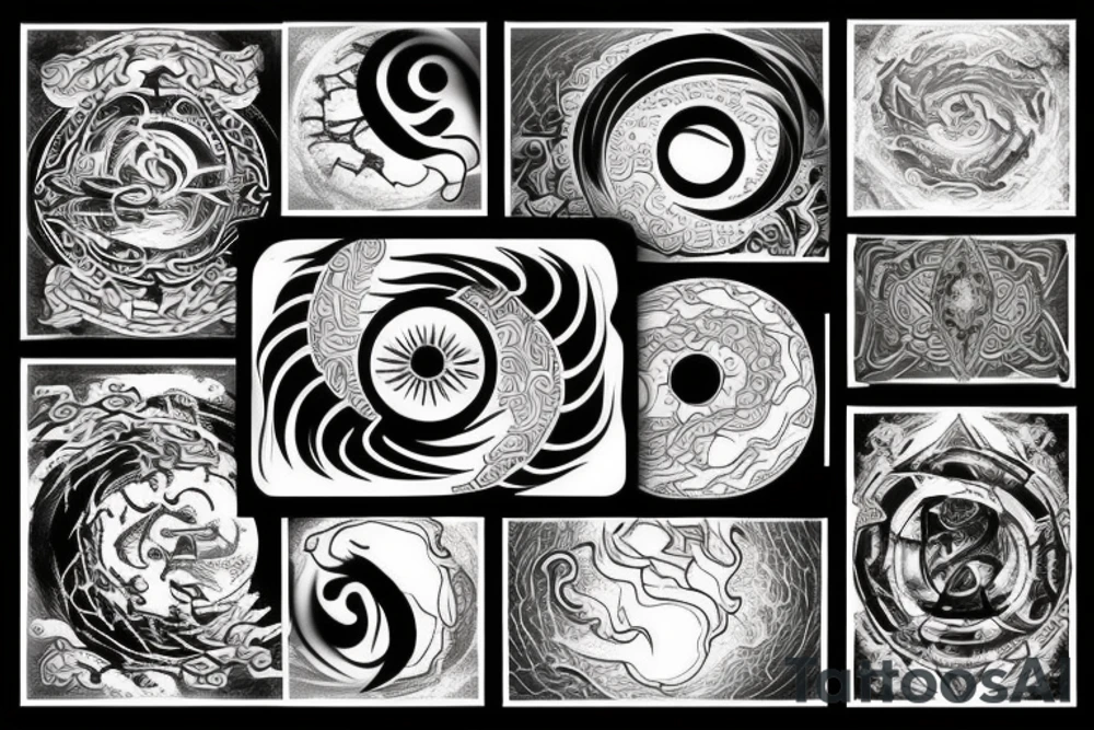 i want to get a tottoo on my back. ying and yang in the middle with signs of water, fire, warth and air tattoo idea