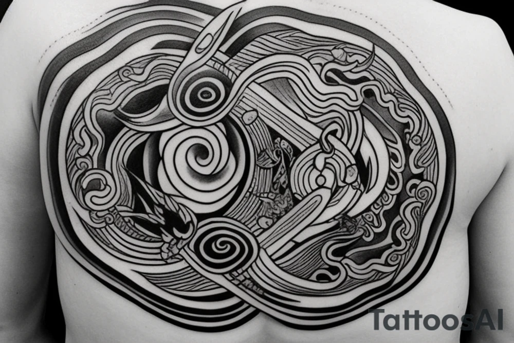 i want to get a tottoo on my back. ying and yang in the middle with signs of water, fire, warth and air tattoo idea