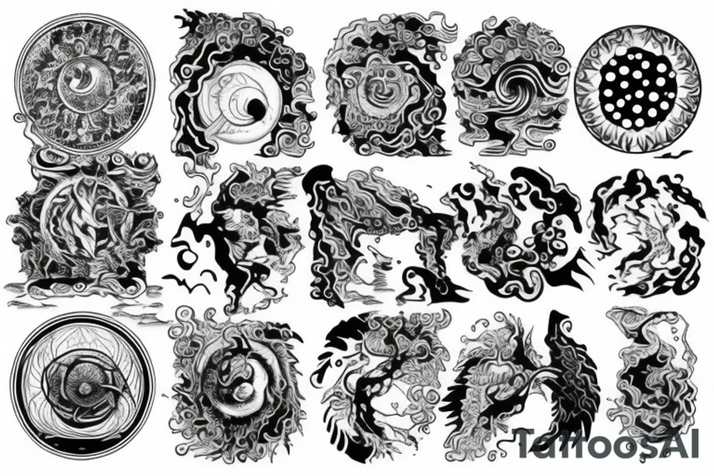 i want to get a tottoo on my back. ying and yang in the middle with signs of water, fire, warth and air tattoo idea