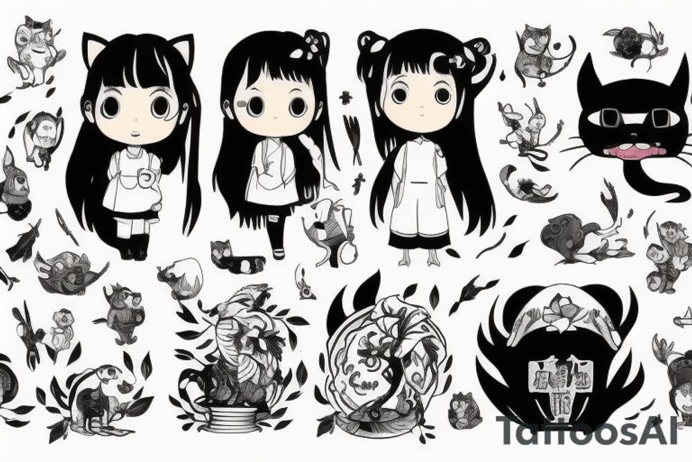 Little girl with a big cat tattoo idea