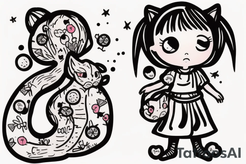Little girl with a big cat tattoo idea
