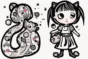 Little girl with a big cat tattoo idea