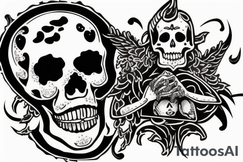 Skeleton holding vinyl record tattoo idea