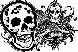 Skeleton holding vinyl record tattoo idea