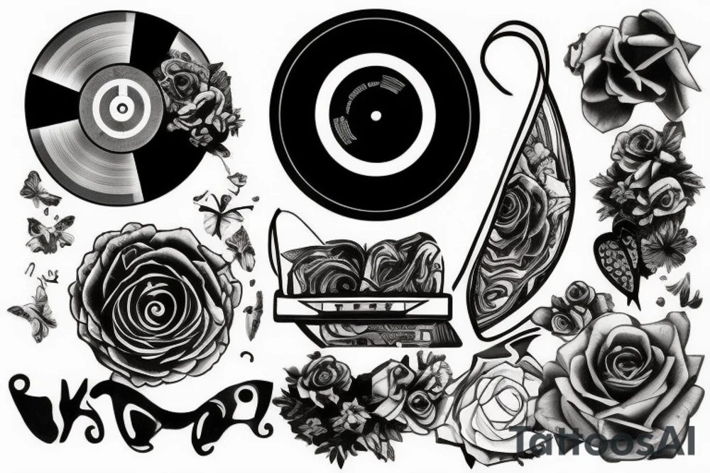 broken vinyl record tattoo idea