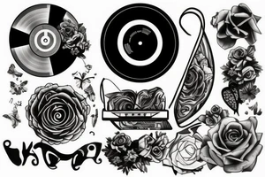 broken vinyl record tattoo idea