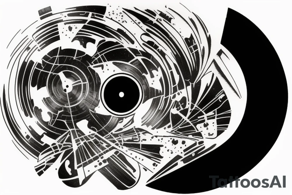 broken vinyl record tattoo idea