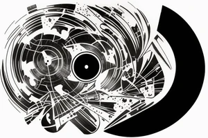 broken vinyl record tattoo idea