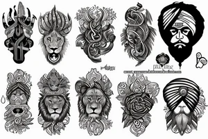 Lion, Khandha, Sikh, Hustle, Respect, Pisces tattoo idea