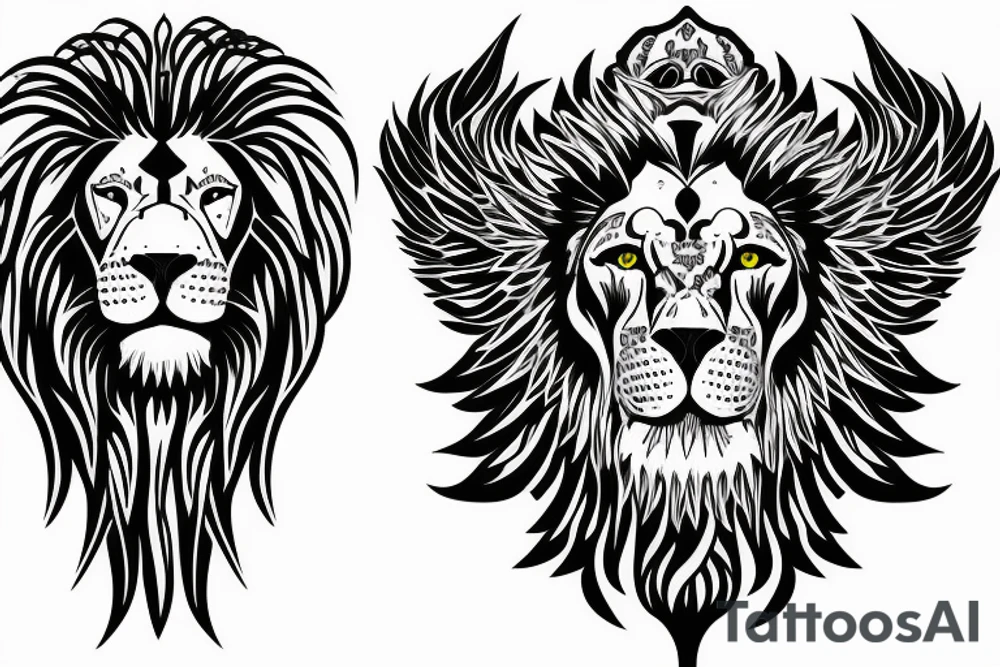 Respect, Lion, Wings Sleeve tattoo idea