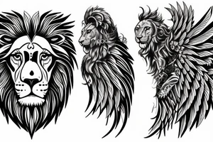 Respect, Lion, Wings Sleeve tattoo idea