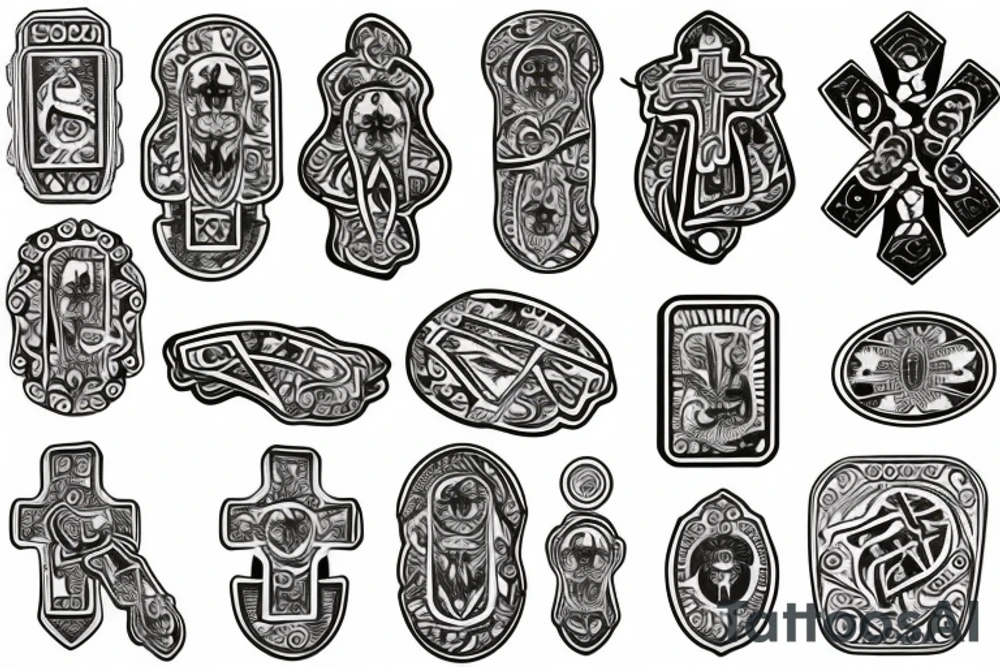 Cross with dog tag tattoo idea