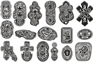 Cross with dog tag tattoo idea