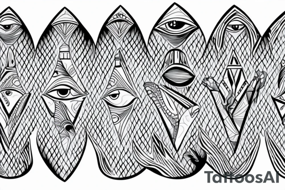 A breaking ice wave with an Egyptian eye in the wave tattoo idea