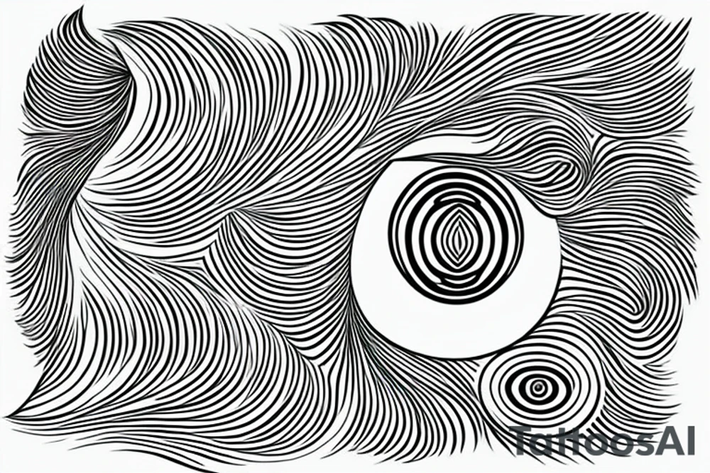 A breaking ice wave with an Egyptian eye in the wave tattoo idea